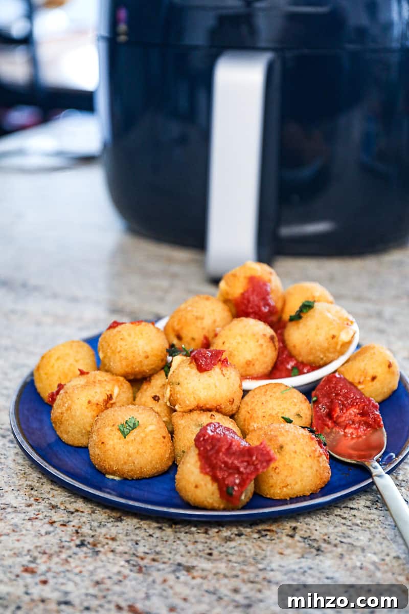 Air Fryer Mac and Cheese Balls from Premade or Frozen 6 Mac And Cheese Balls cooked in the Air Fryer