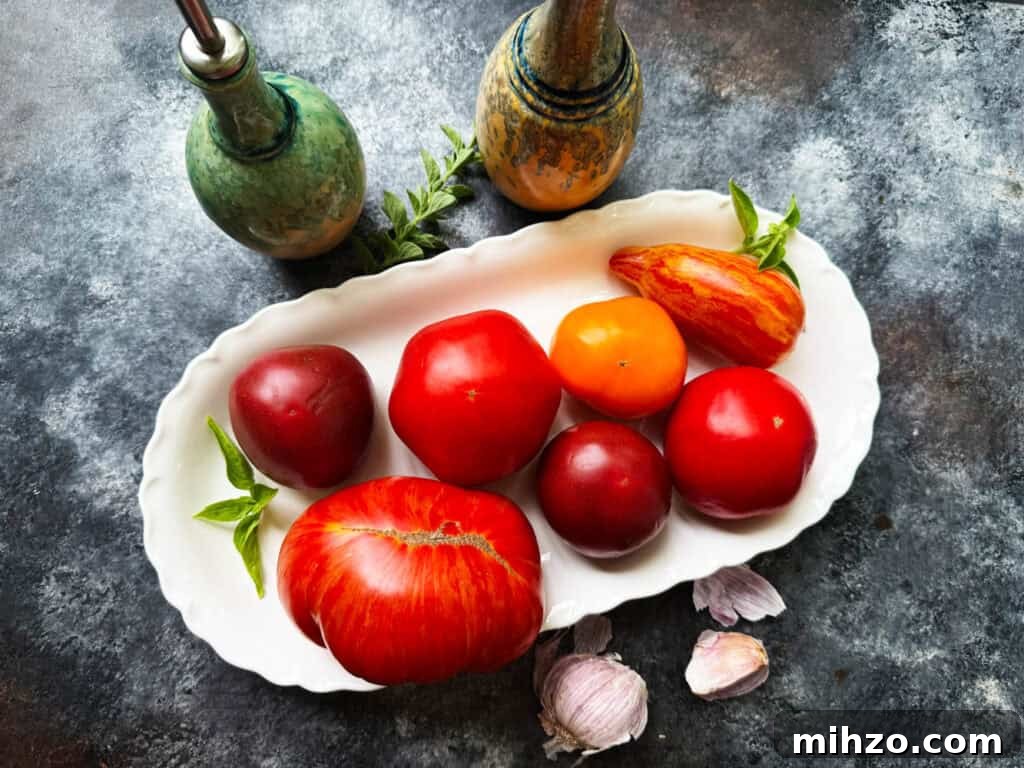 Heirloom Tomato Salad with Garlic, Oregano & Basil Dressing 3 Ingredients for this heirloom tomato salad recipe