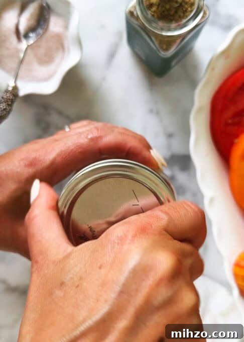 Lid is placed on the jar