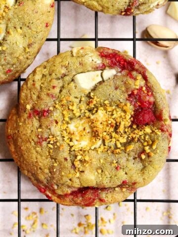 white chocolate raspberry pistachio cookies