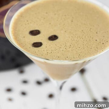 close-up of chocolate espresso martini