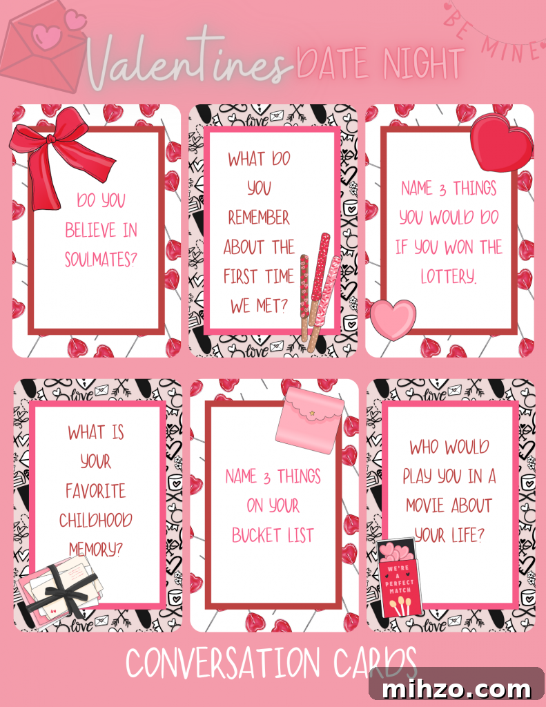 Printable Valentine's Day Conversation Starter Cards (Free PDF) 4 Conversation cards sample
