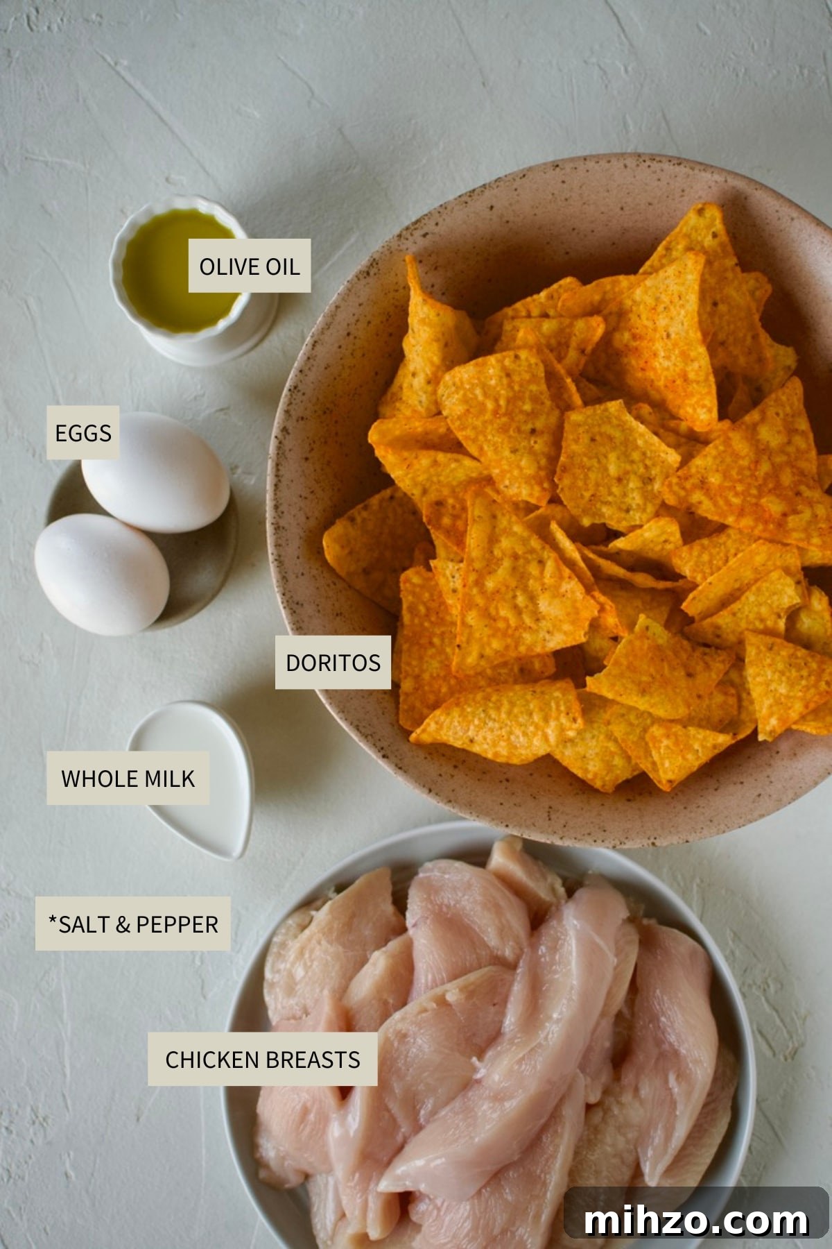 Crunchy Dorito-Crusted Baked Chicken Recipe 3 Ingredients needed to make Dorito Chicken.
