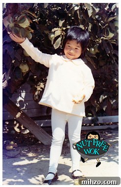 sharon-picking-fruit; happiness-is-a-shrimp-stir-fry-with-spring-vegetables-recipe; from Sharon © Nut Free Wok