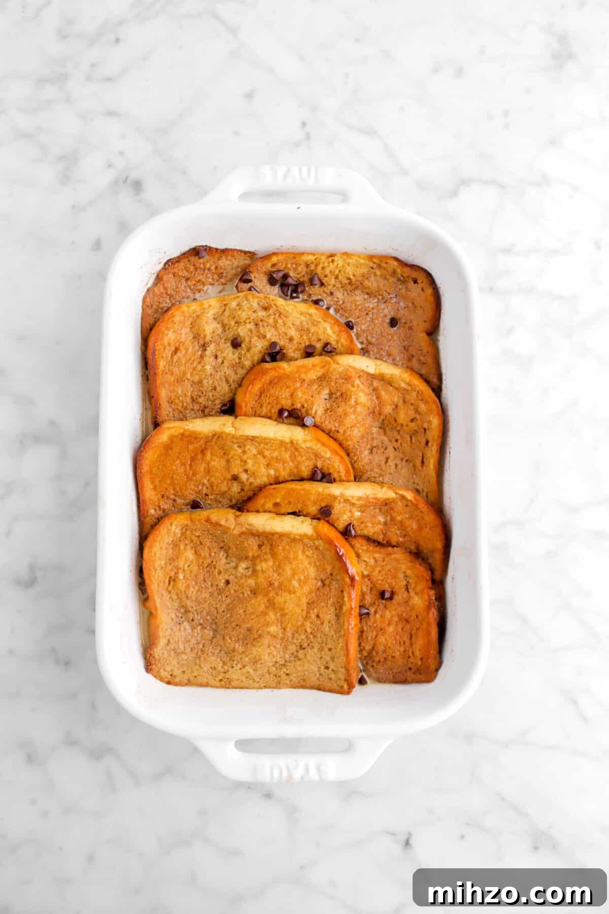 Overnight Gingerbread Chocolate Chip French Toast Bake 16 soaked toast in casserole