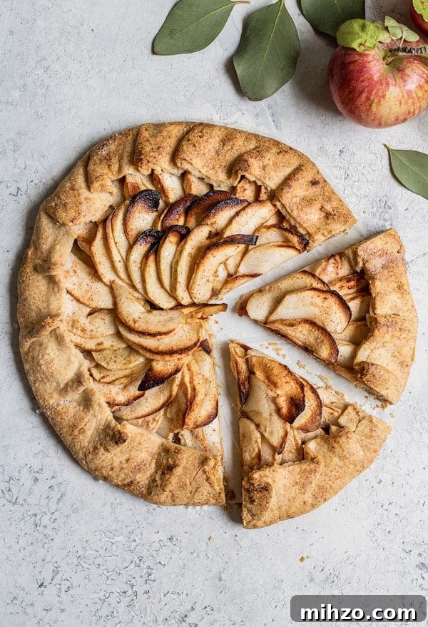 Salted caramel apple galette - a healthy low-sugar vegan Fall dessert made with apples and dates