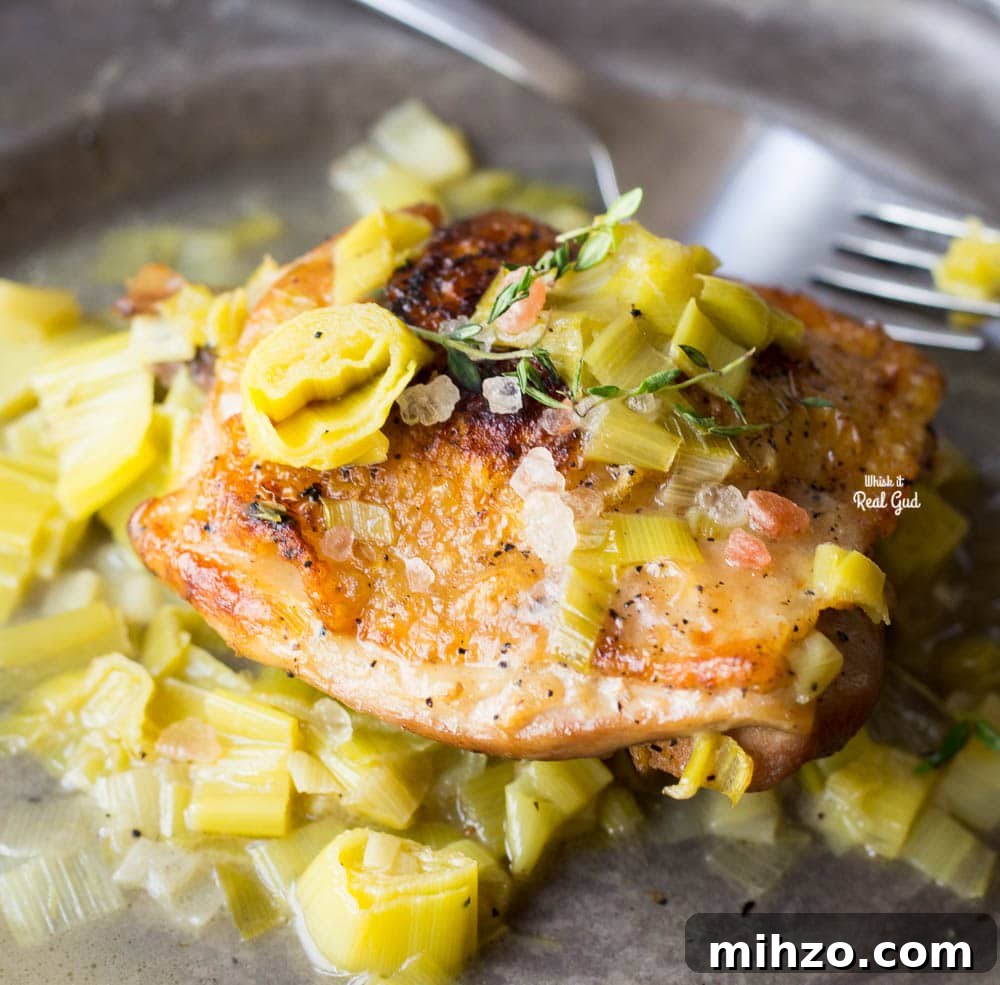Cider-Braised Chicken with Apples and Thyme 6 braised cider chicken on plate