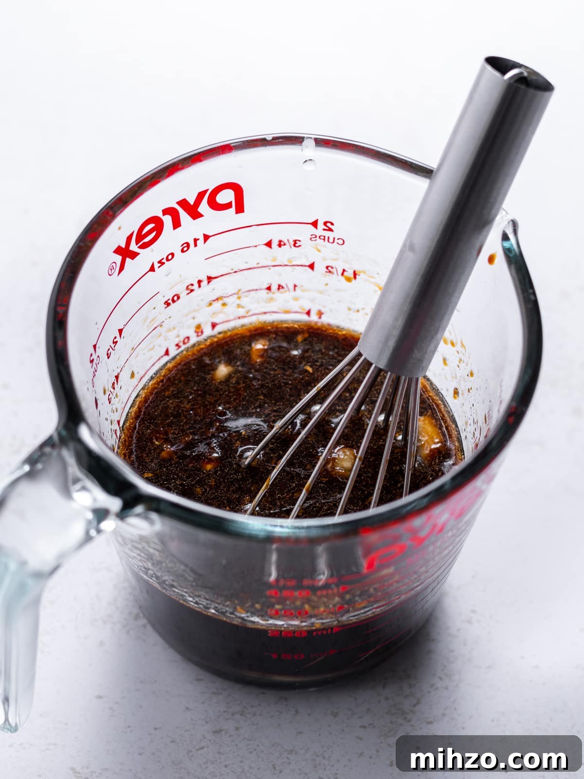 Teriyaki Beef Bowl with Spicy Kimchi Mayo Dressing 4 liquid measuring cup with stir-fry sauce
