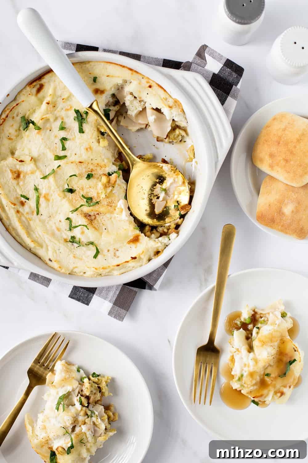 Cheesy Thanksgiving Casserole with Turkey, Stuffing and Veggies 2 Thanksgiving Dinner Casserole is a quick and easy way to enjoy the flavors of Thanksgiving dinner any time of year! Simple and delicious!