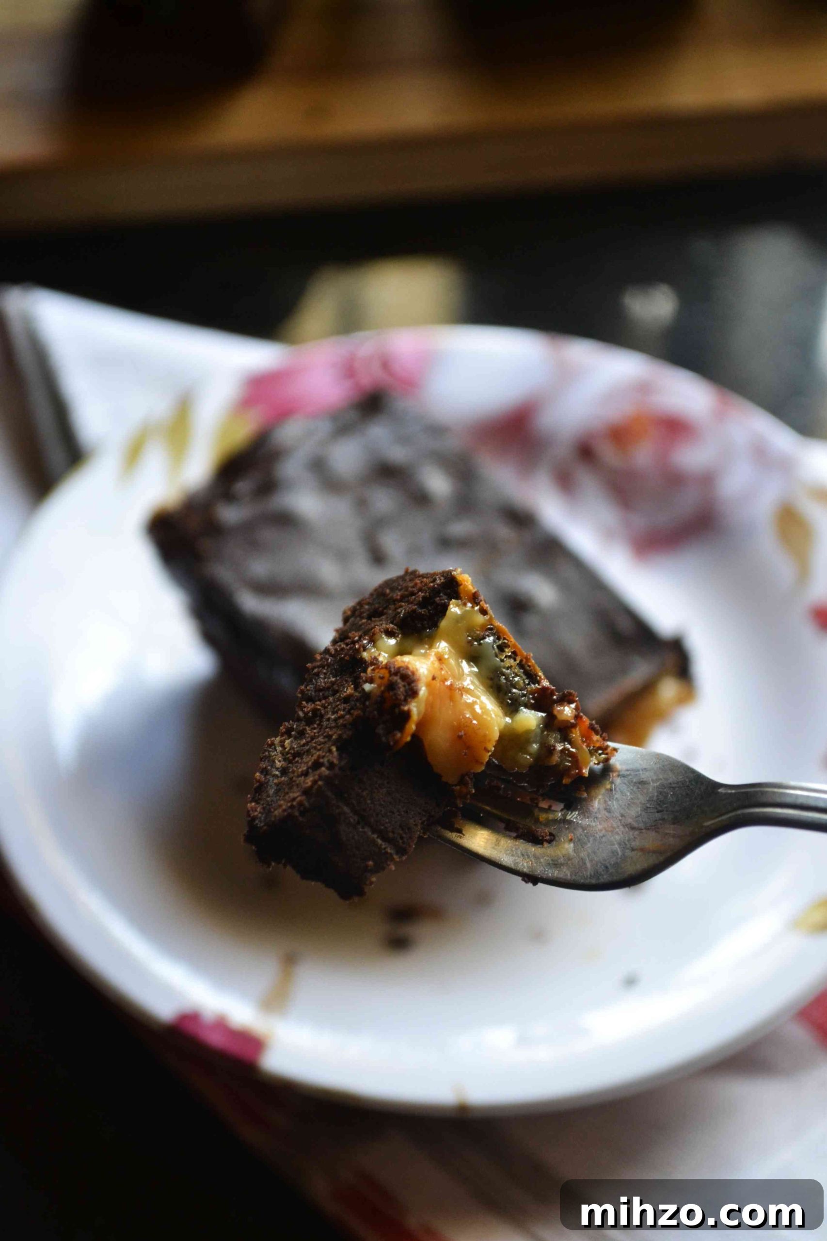 Rich Fudgy Condensed Milk Brownies Recipe 3 Brownie slice with condensed milk filling