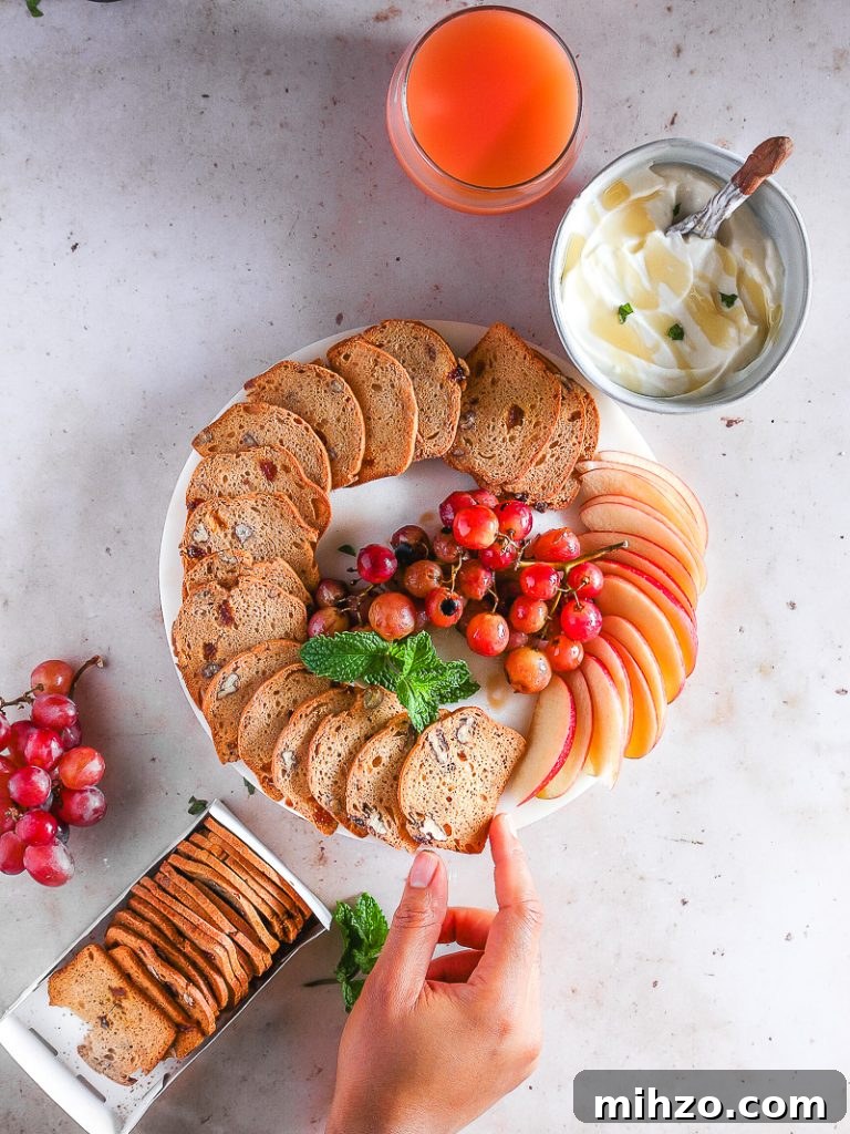 Mascarpone Berry Cracker Crisps — Sweet Savory Appetizer Recipe 7 Vanilla Yogurt with honey-roasted grapes and apples.