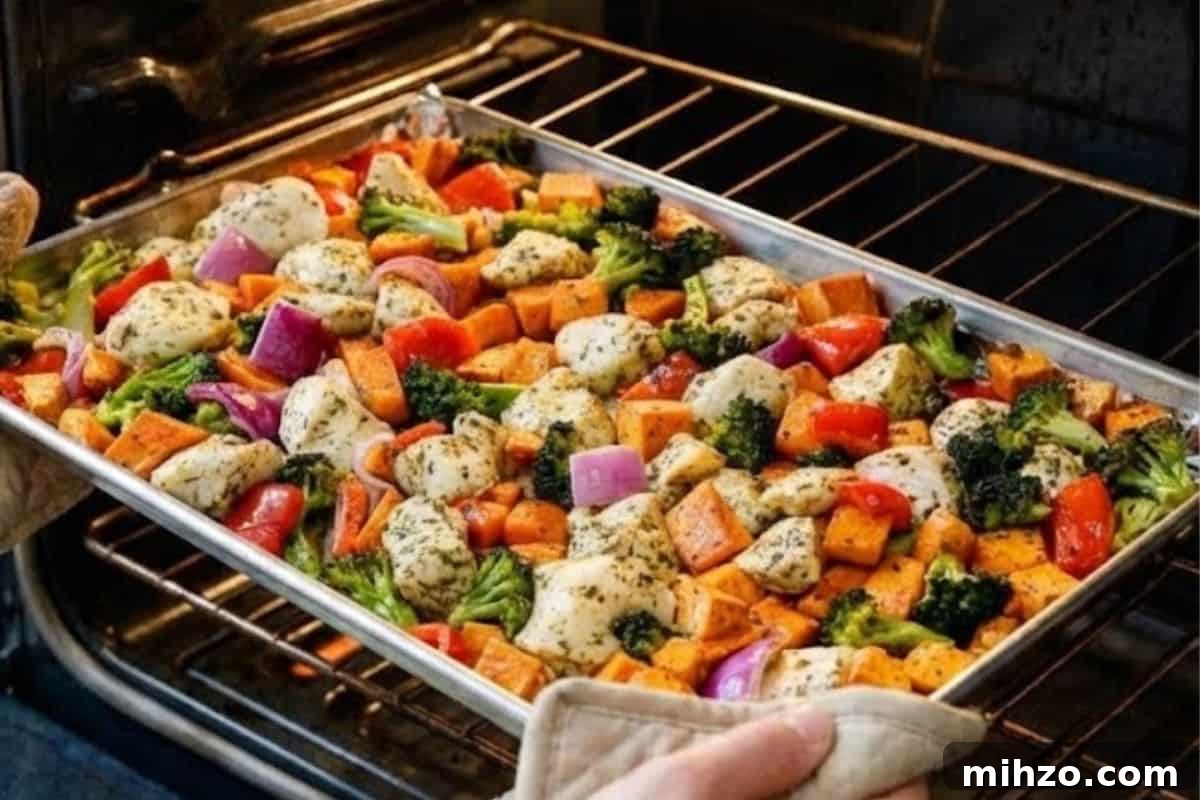 Roasted Chicken with Maple-Glazed Sweet Potatoes 9 Return to the oven and bake 15 to 20 minutes