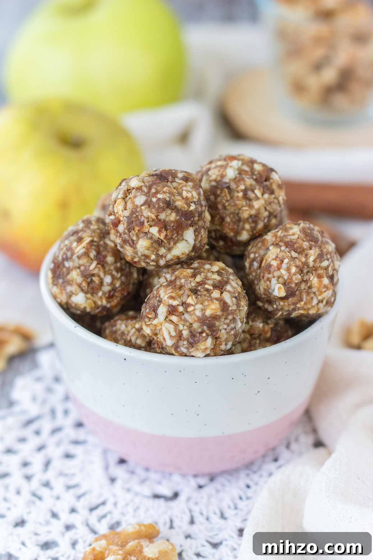 Apple Pie Energy Bites served in a bowl