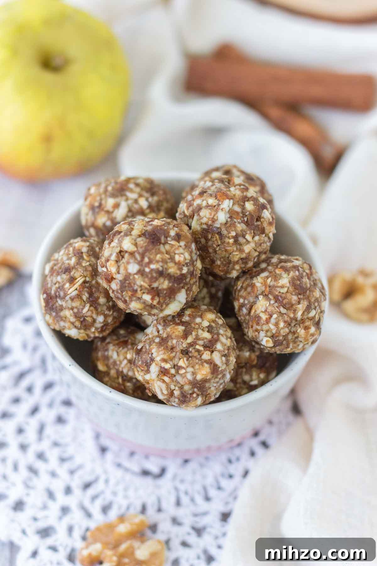 Apple Pie Energy Bites served in a bowl