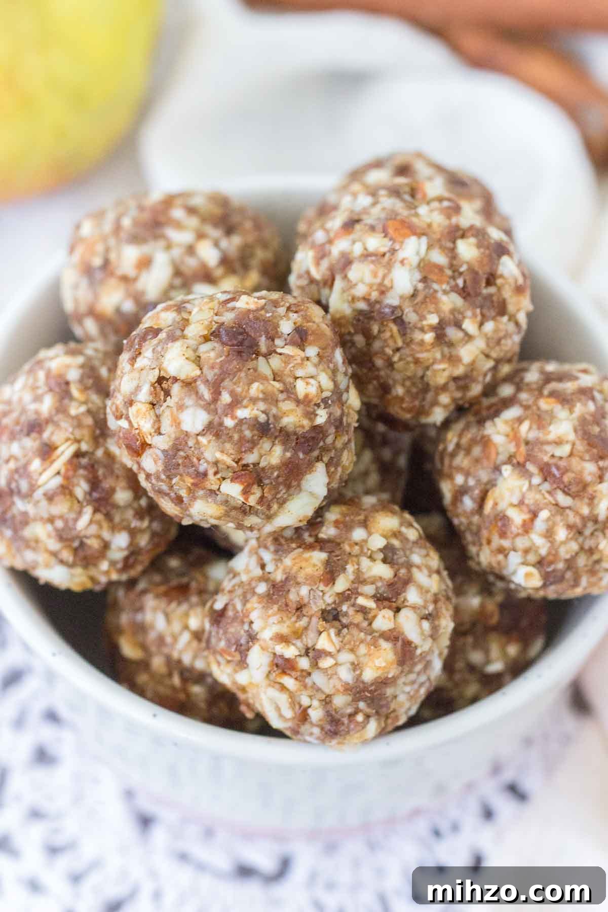 Apple Pie Energy Bites served in a bowl