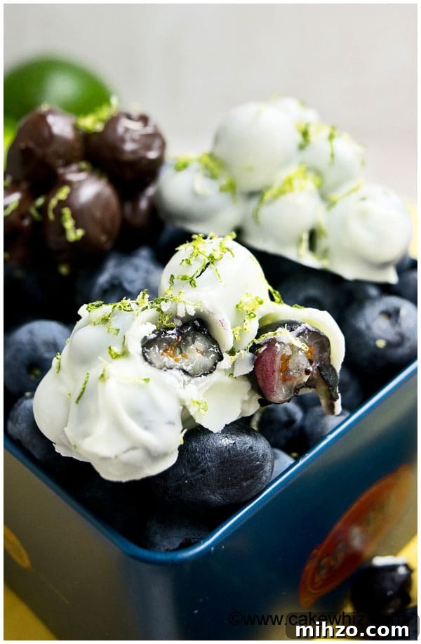 Chocolate-Covered Blueberries: Simple Recipe for a Decadent Treat 4 Blueberry Chocolate Clusters with Lime Zest