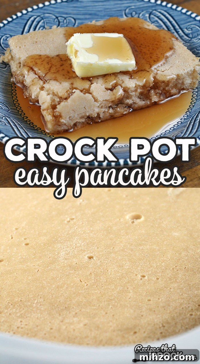 Crock Pot Pancakes: Fluffy Slow Cooker Pancakes Recipe 4 Crock Pot pancake being served.