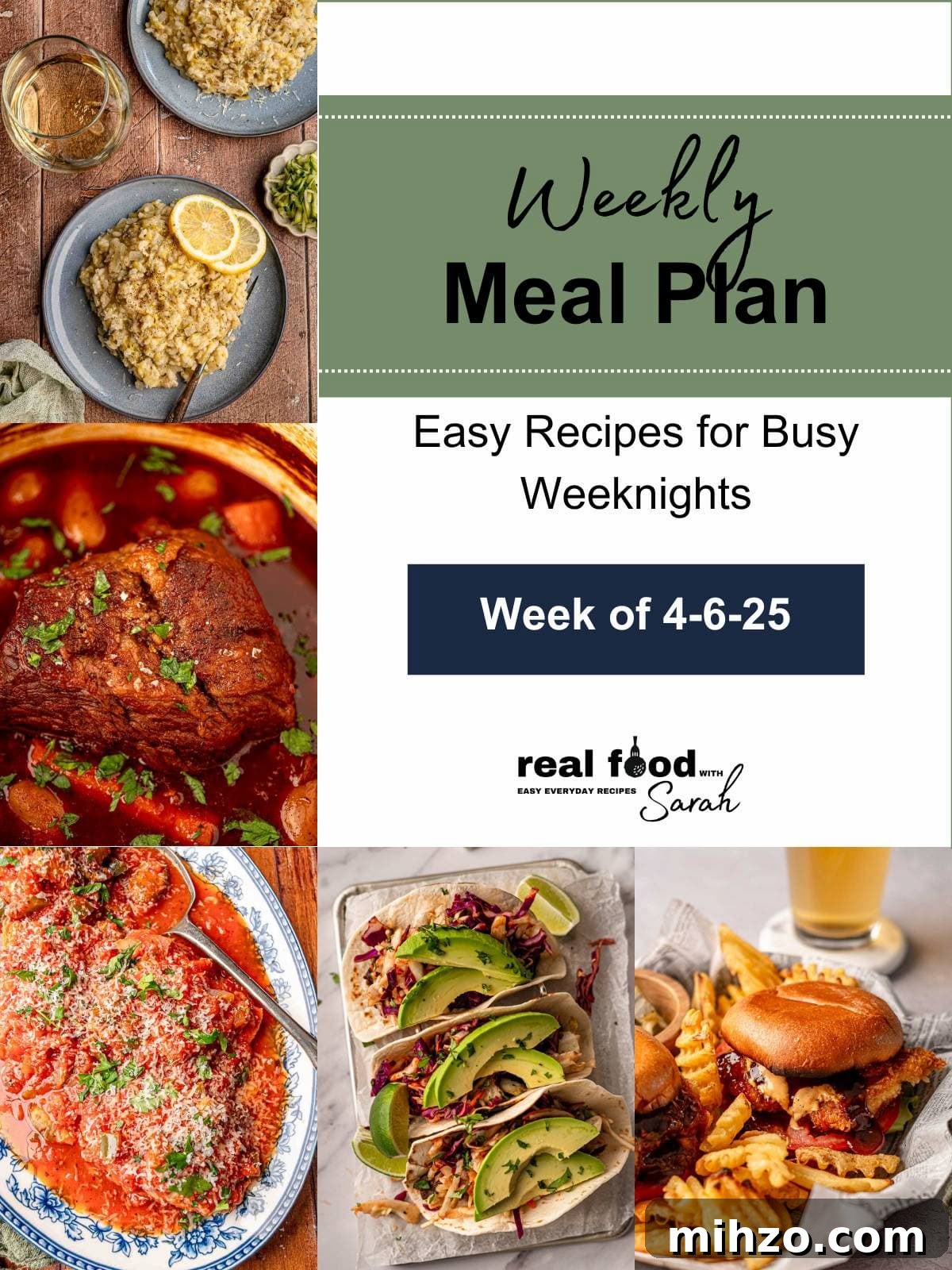 Weekly Meal Plan: April 6–12, 2025 with Recipes and Prep Tips 2 Meal plan cover for week of April 6, 2025 featuring easy weeknight dinners with comfort food and bold flavors.
