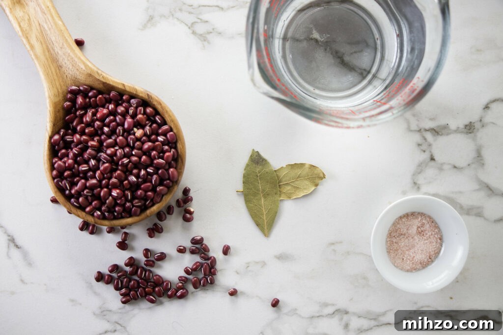 Ingredients needed for instant Pot adzuki beans.