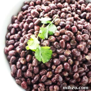 Red adzuki beans in a serving dish.