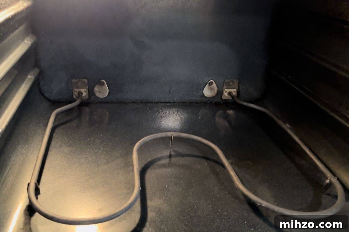 Inside view of an empty oven, after cleaning.