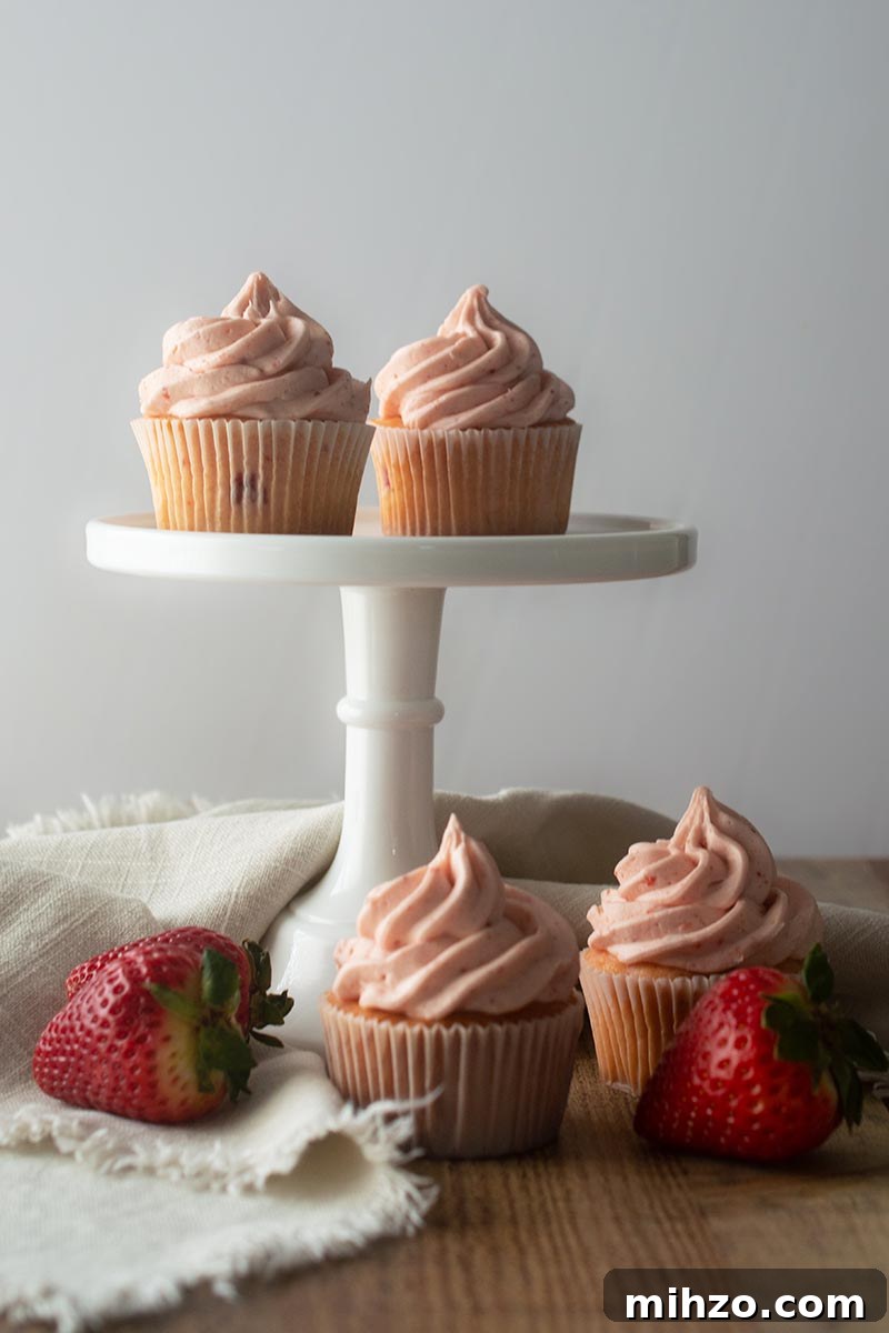 Fresh Strawberry Cupcakes with Strawberry Buttercream