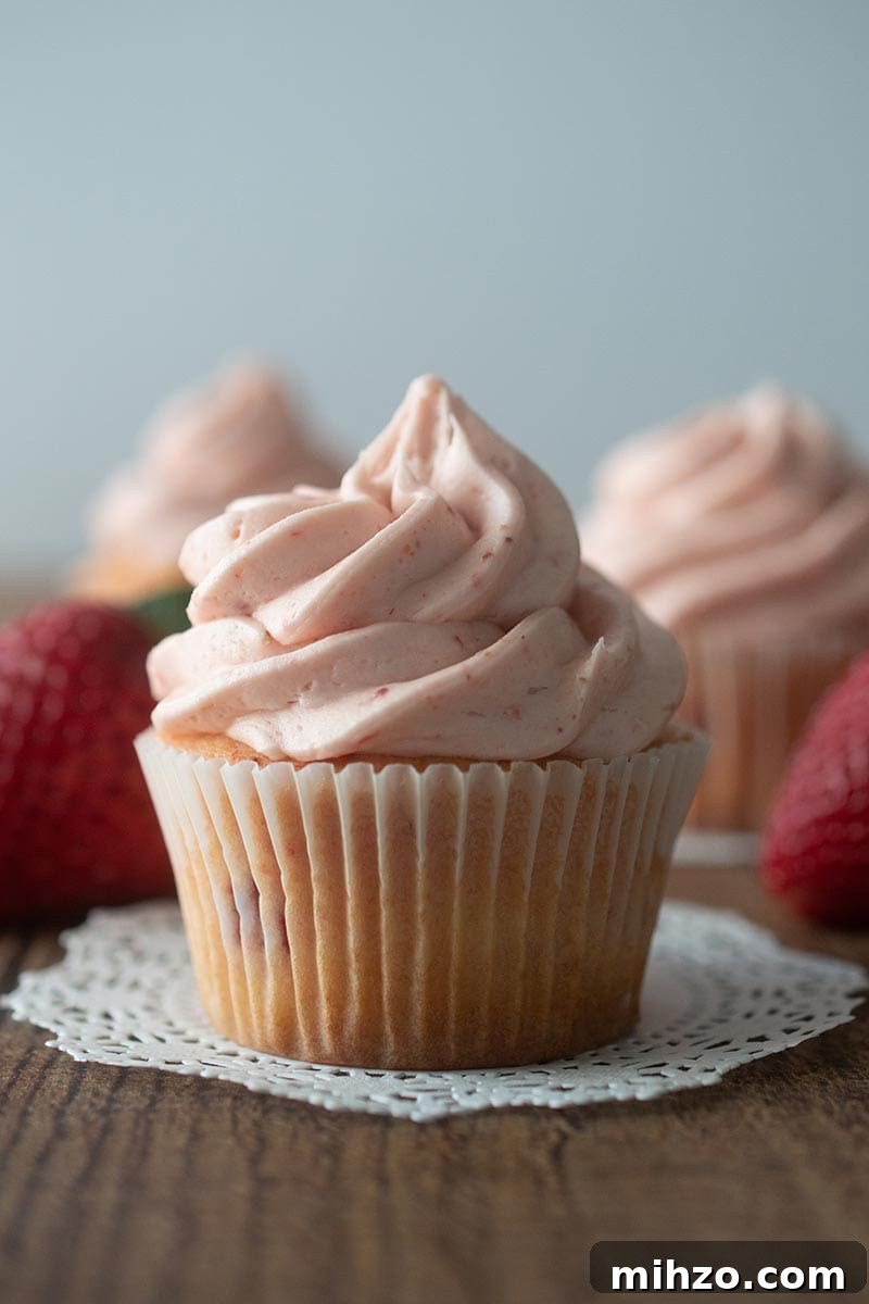 Fresh Strawberry Cupcakes with Strawberry Buttercream