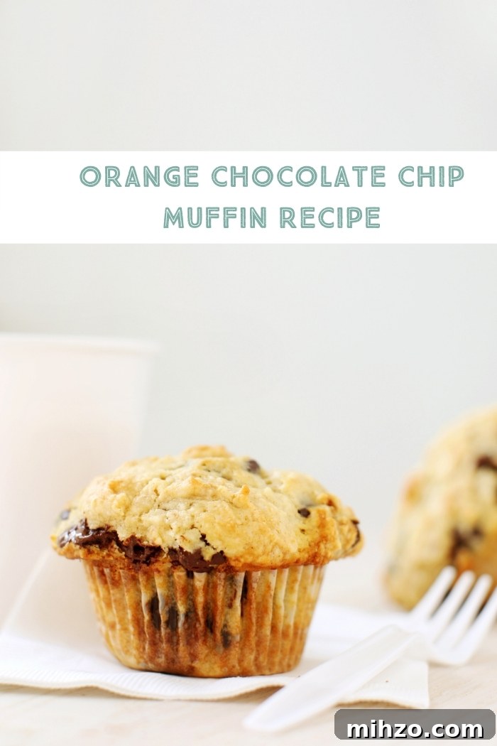 Orange Chocolate Chip Muffins Recipe — Zesty, Moist & Irresistible 5 orange chocolate chip muffin on a napkin with a fork
