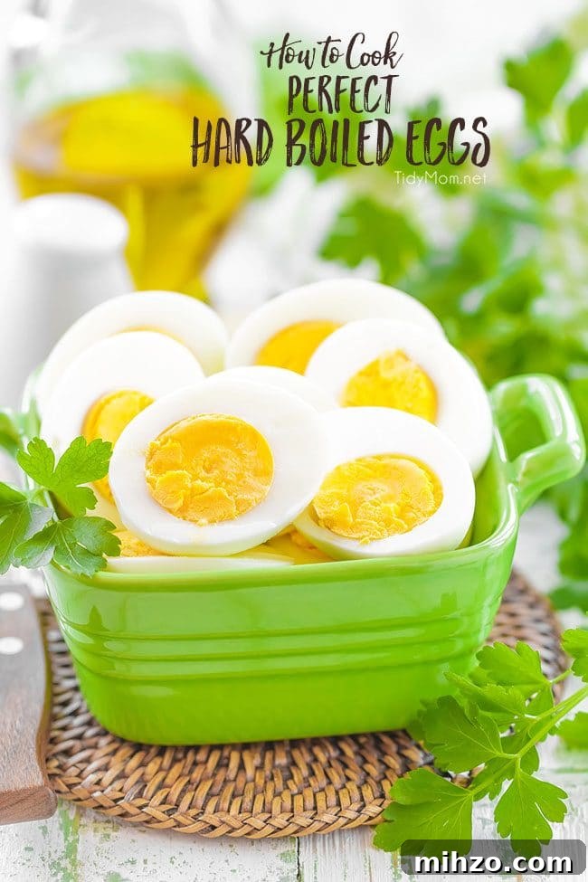 Learn how to cook PERFECT HARD BOILED EGGS every time. No more rubbery eggs or green ring!! Learn how to cook PERFECT HARD BOILED EGGS every time at TidyMom.net