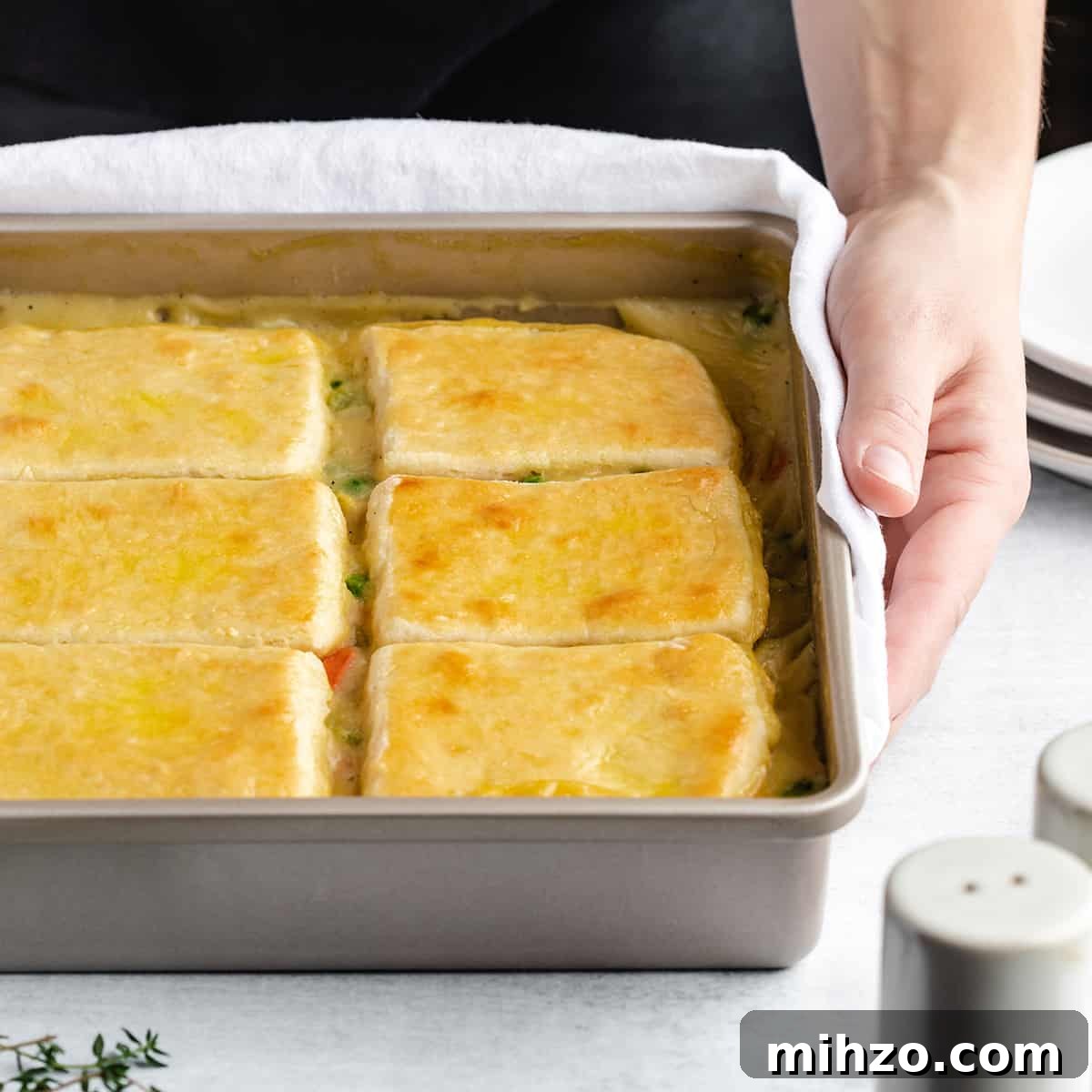 Hearty Vegetable Pot Pie Recipe with Flaky Crust 15 Vegetable Pot Pie Recipe in a baking dish after being baked