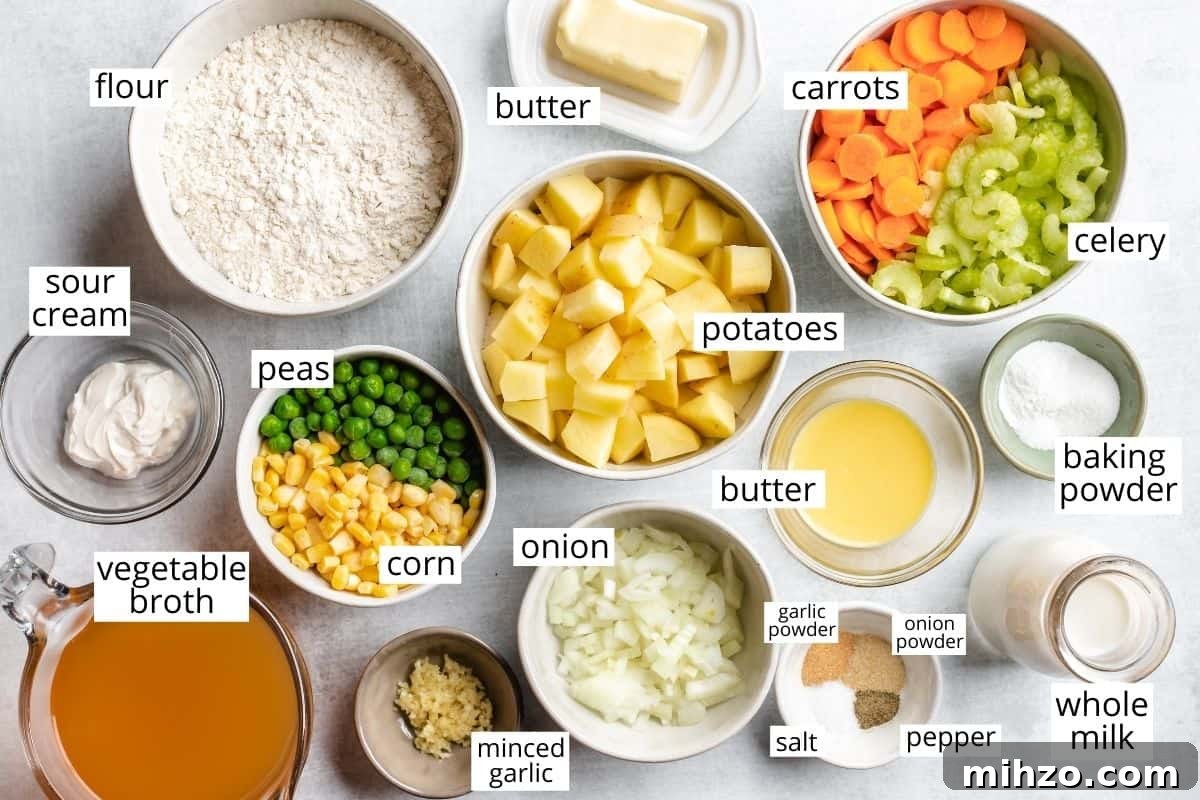Hearty Vegetable Pot Pie Recipe with Flaky Crust 4 the ingredients in this Vegetable Pot Pie recipe