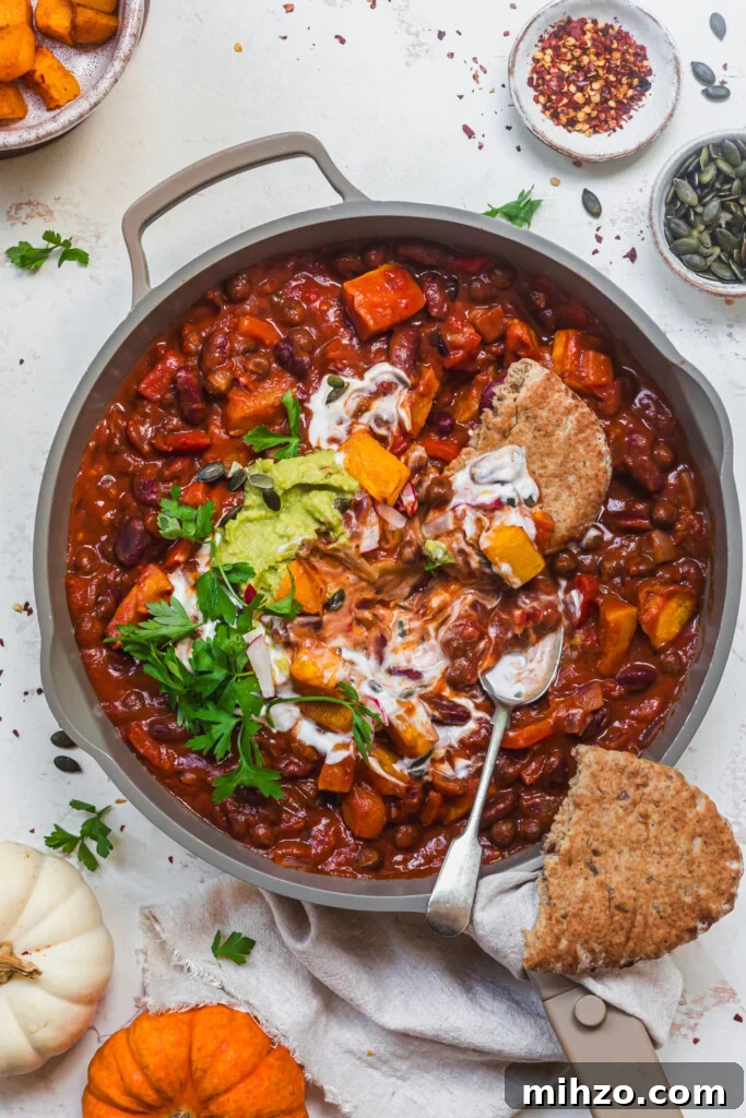 65 Plant-Based Recipes to Try for Veganuary and Year-Round Meals 32 Roasted Pumpkin and Bean Chilli
