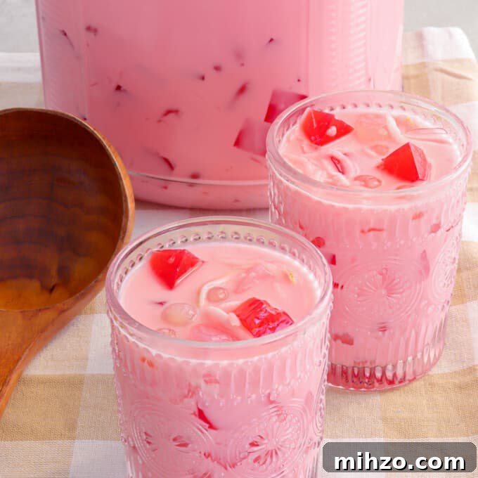 Buko Salad Drink Recipe: Refreshing Filipino Coconut Cooler 7 Buko Salad Drink in glasses and jar.