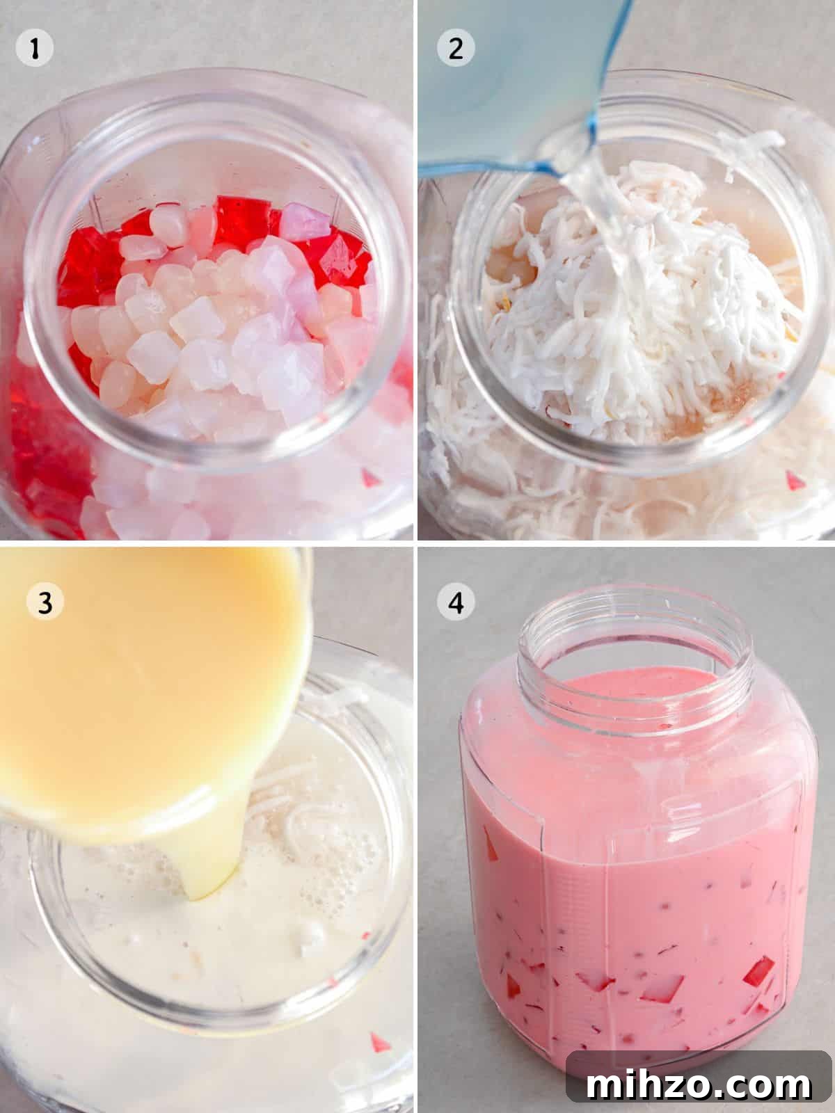 Buko Salad Drink Recipe: Refreshing Filipino Coconut Cooler 5 making buko salad drink in a large jar.
