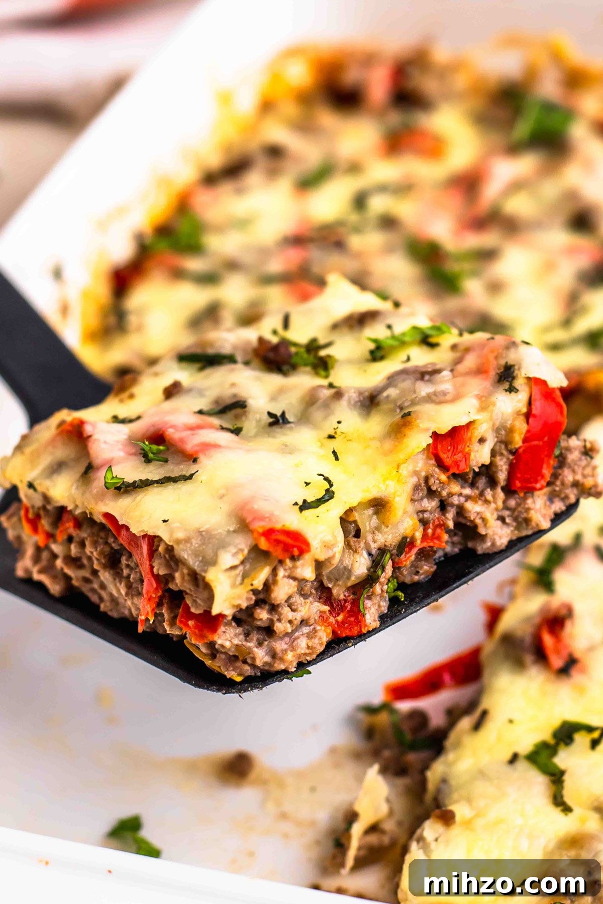 Keto Philly Cheesesteak Casserole with Melty Cheddar 2 Keto Cheesy Philly Casserole