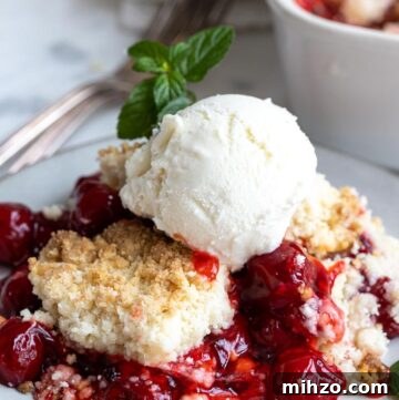 Rustic Pear Cobbler Recipe with Cinnamon and Brown Sugar 4 cherry cobbler with cake mix topped with vanilla ice cream