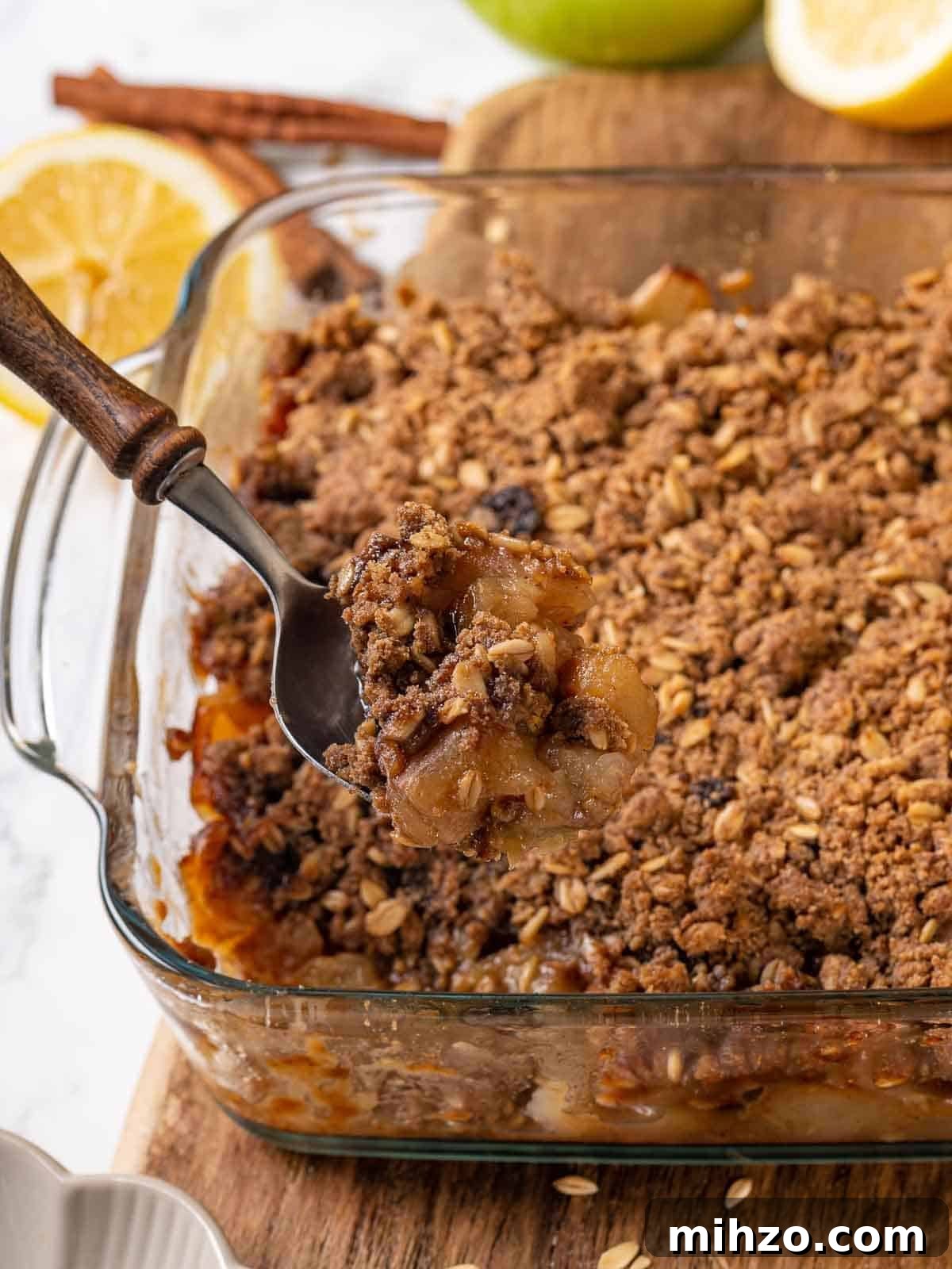 scooping easy apple crisp.
