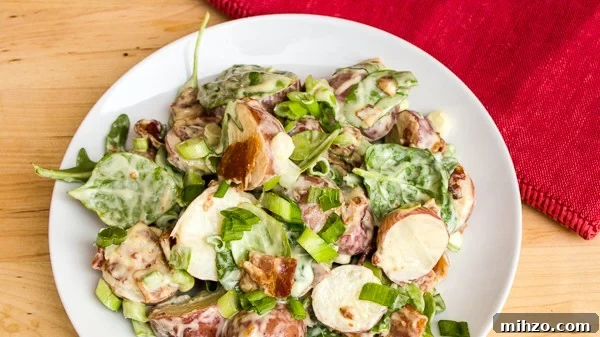 Creamy Red Potato, Bacon & Spinach Salad with Tangy Vinaigrette 4 Red Potato Bacon and Spinach Salad