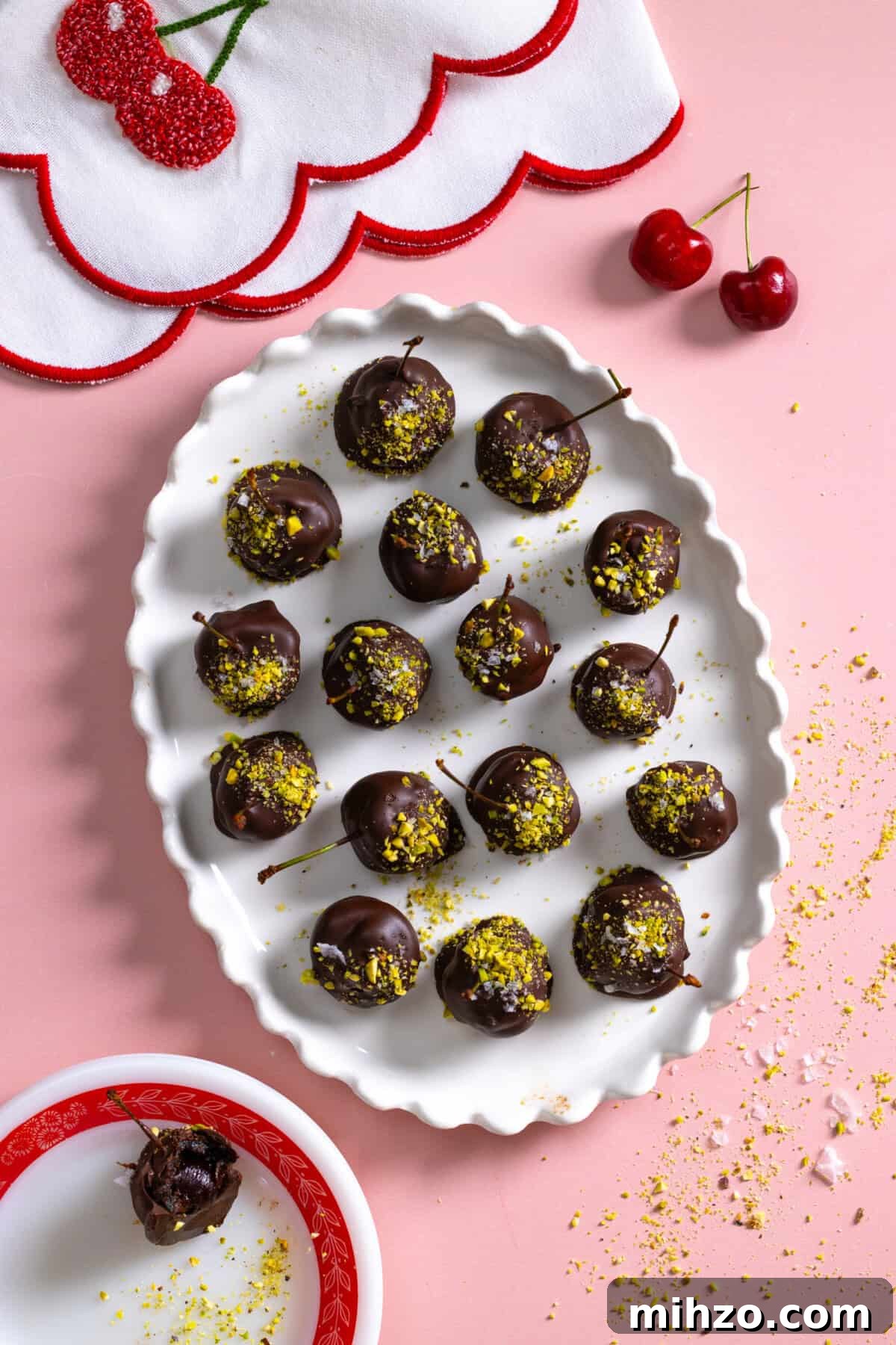 Chocolate Prune Cherry Bombs on a platter