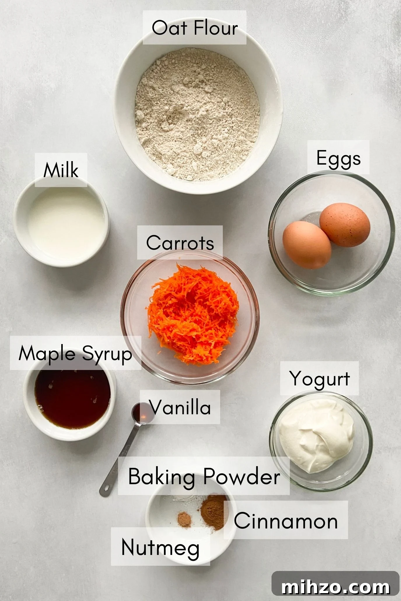 Gluten-Free Carrot Cake Muffins with Cream Cheese Swirl 3 Ingredients to make carrot cake muffins.