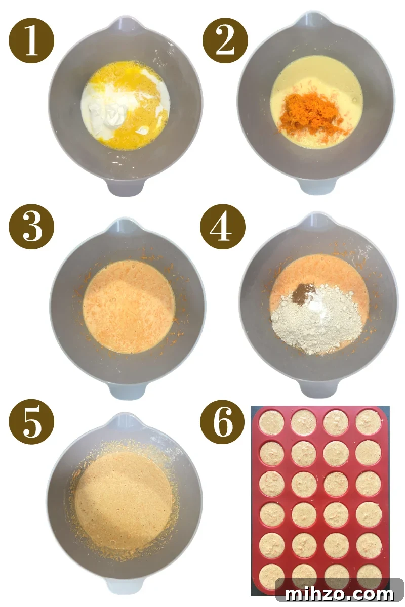Gluten-Free Carrot Cake Muffins with Cream Cheese Swirl 4 Steps to make carrot cake muffins