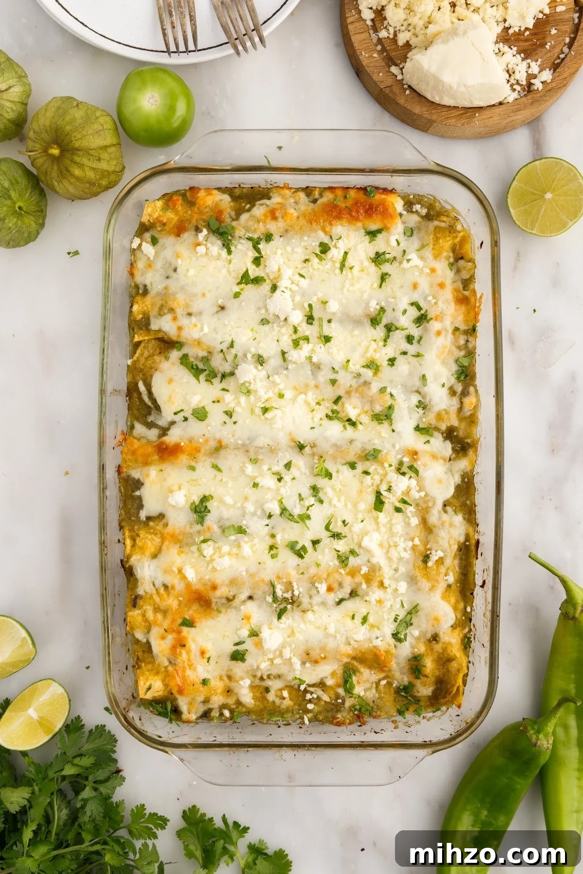 Green Chicken Enchiladas after baking.