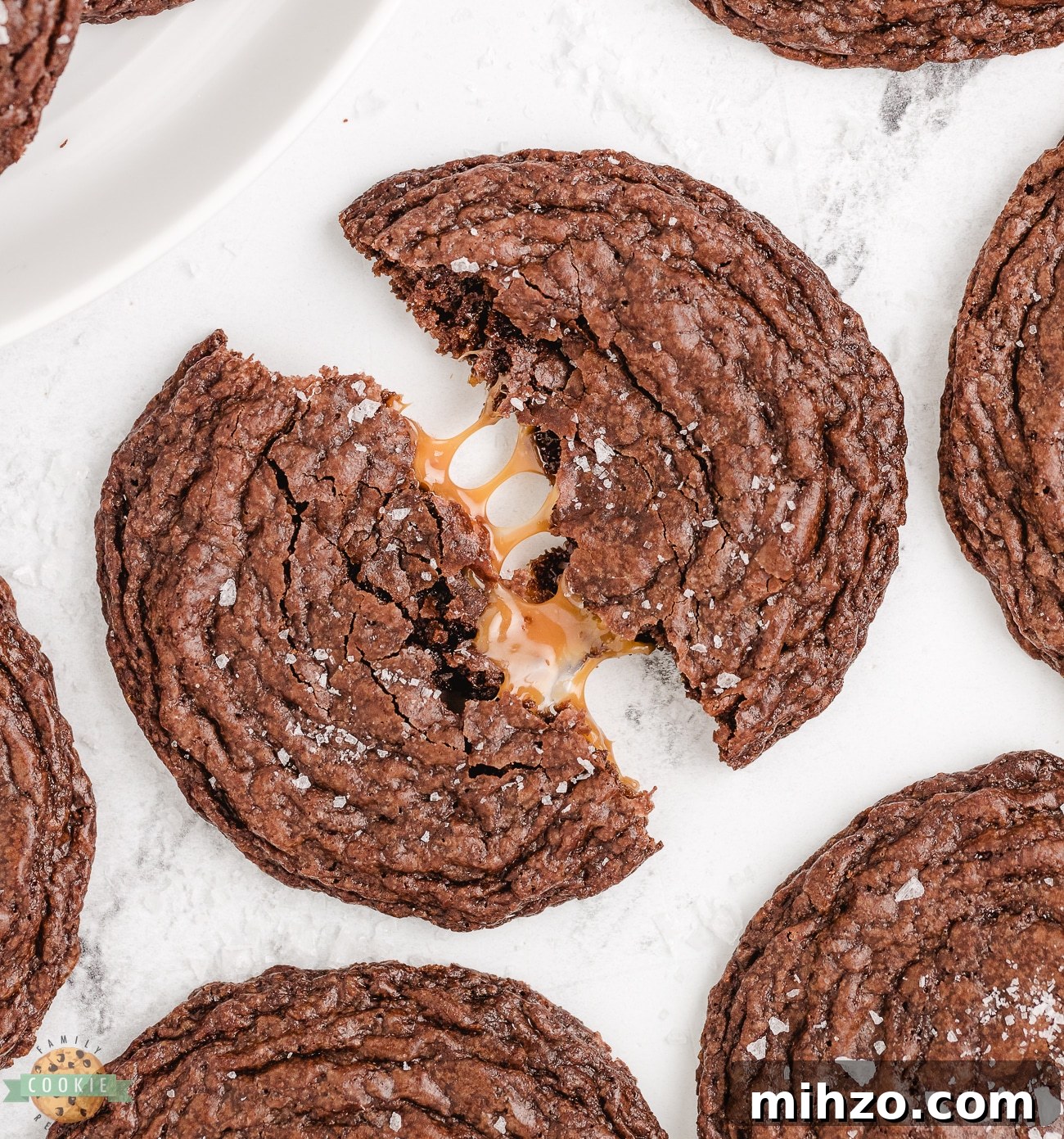 Chewy Caramel-Filled Brownie Cookies Recipe 2 caramel stuffed brownie cookies