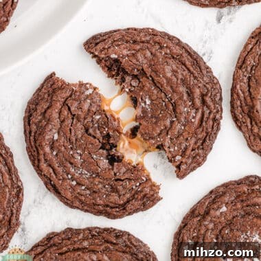 Chewy Caramel-Filled Brownie Cookies Recipe 5 caramel stuffed brownie cookies