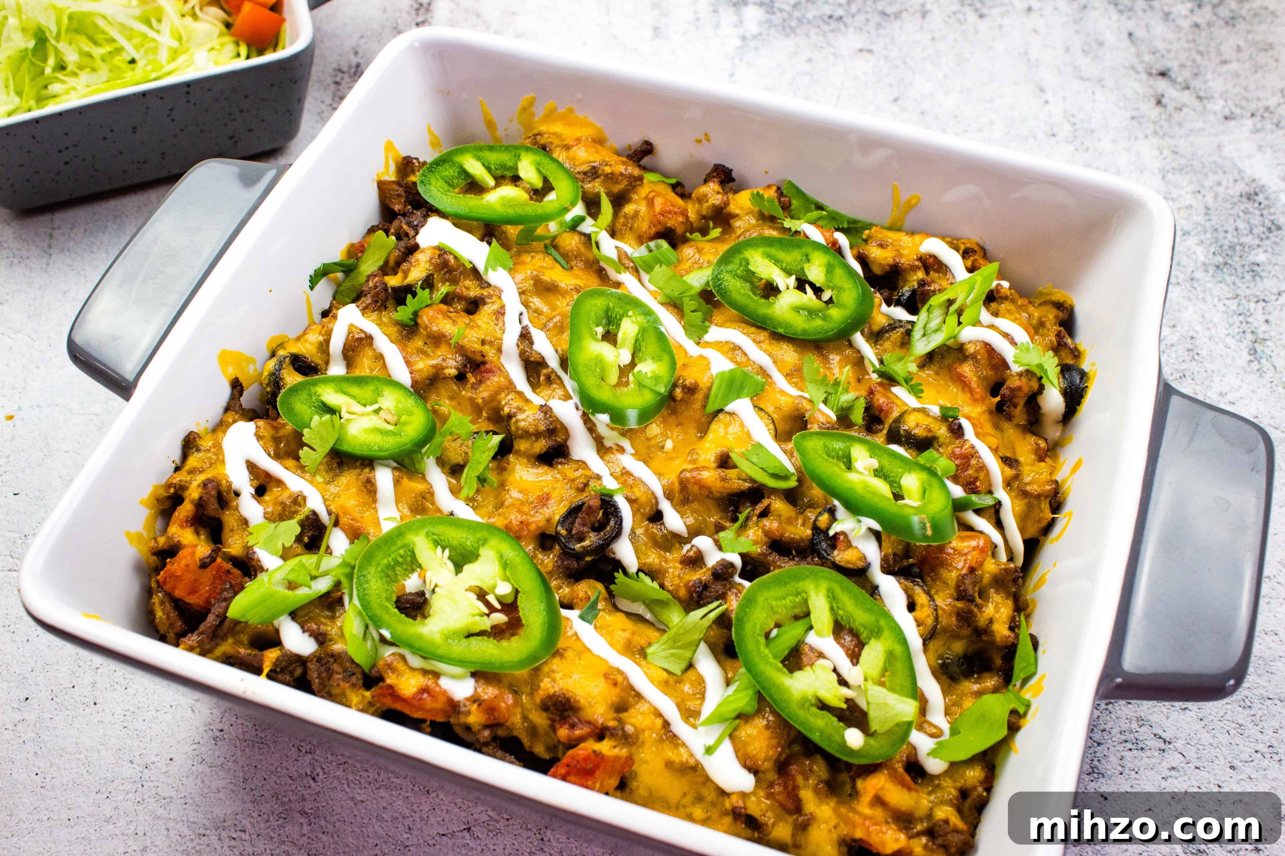 Cubano Sandwich Casserole and 12 Hearty Family Casseroles 5 A Taco Casserole dish with black beans, cheese and jalapenos.
