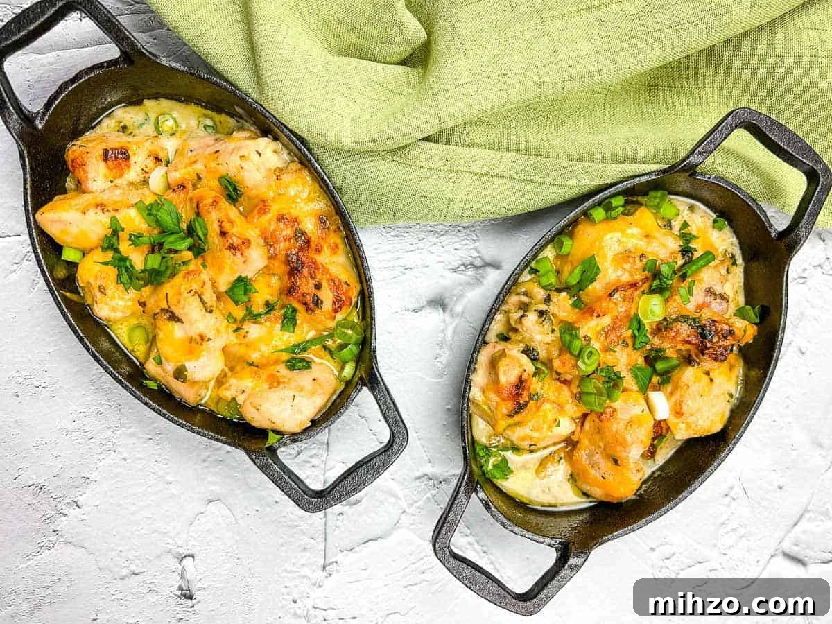 Cubano Sandwich Casserole and 12 Hearty Family Casseroles 6 Two skillets filled with chicken and vegetables on a white background.