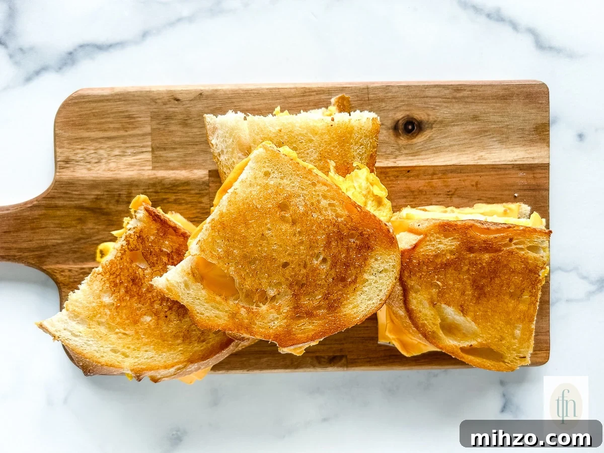Sourdough Breakfast Sandwich Ideas for Quick Morning Meals 11 A platter of sourdough breakfast sandwich.