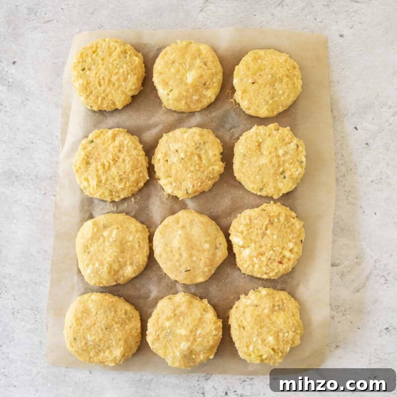 Crispy Potato Fritters Recipe — Golden Pan-Fried Latkes 5 Form about 12 balls the size of tennis balls then flatten them slightly into patties.