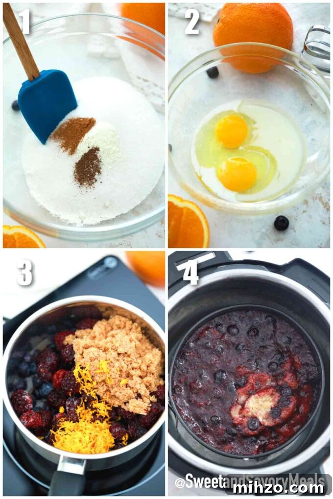 Quick Instant Pot Berry Cobbler Recipe for Juicy Summer Desserts 4 steps how to make instant pot berry cobbler