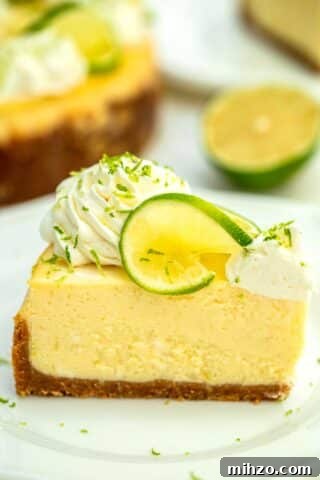 Instant Pot Key Lime Cheesecake is creamy, refreshing, sweet but tangy, and so easy to prepare using the pressure cooker! #cheesecake #instantpotrecipes #pressurecookerrecipes #keylime #sweetandsavorymeals
